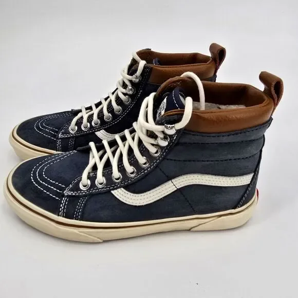 Vans Mens Sk8 High-Top Leather Sneakers Scotchgard Fleece Lined Size M 6 W 7.5 - Picture 2 of 8